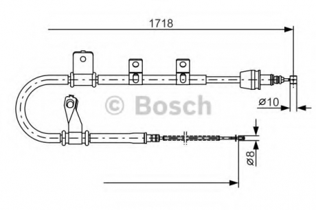 Гальмівний трос 1718mm HYUNDAI Matrix \'\'RR \'\'01-10 BOSCH 1987482075 (фото 1)