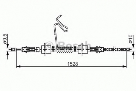 Гальмівний трос 1528mm FORD Transit \'\'RL \'\'00-06 BOSCH 1987477178 (фото 1)