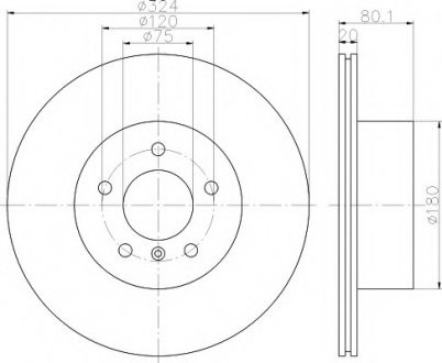 Диск гальмівний BMW X5(E53) "R D=324mm "01>> TEXTAR 92146303 (фото 1)