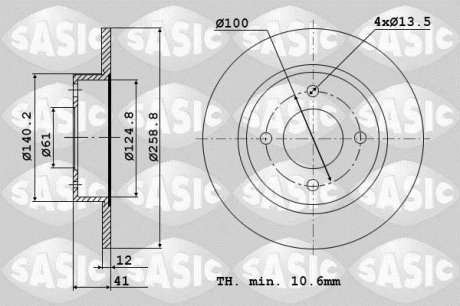 Тормозной диск SASIC 6104001 (фото 1)