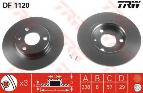 Тормозной диск TRW DF1120 (фото 1)