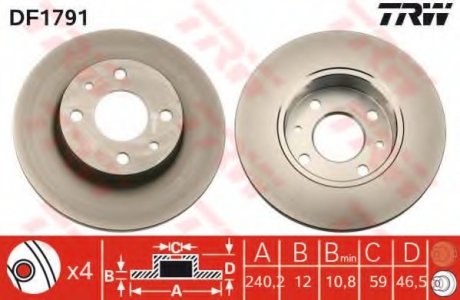 Тормозной диск TRW DF1791 (фото 1)
