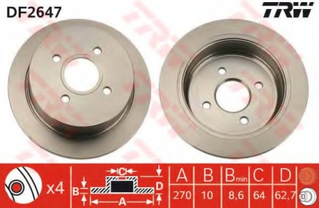 Тормозной диск TRW DF2647 (фото 1)