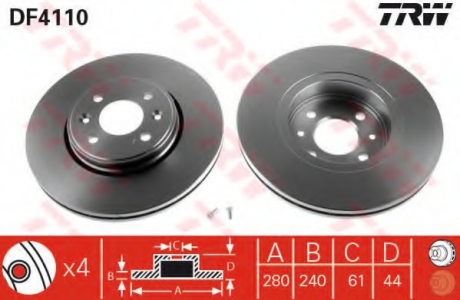 Тормозной диск TRW DF4110 (фото 1)