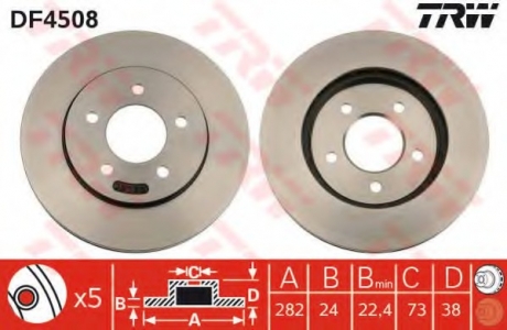 Тормозной диск TRW DF4508 (фото 1)