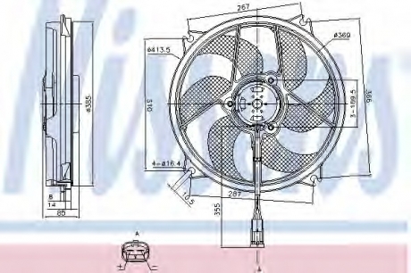 Вентилятор радіатора CITROEN C4 (вир-во) NISSENS 85561 (фото 1)