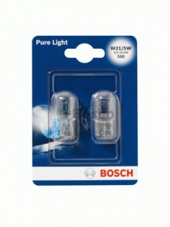 Лампа розжарювання W21/5W 12V W3x16q PURE LIGHT (blister 2шт) (вир-во) BOSCH 1987301079 (фото 1)