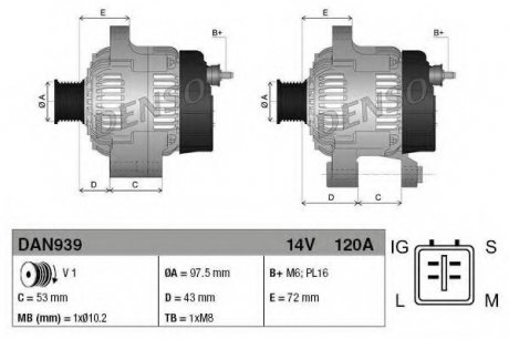 Генератор DENSO DAN939 (фото 1)