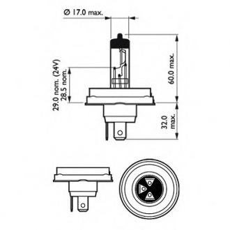 Автолампа R2 12V 45/40W P45T-41 VISIO PHILIPS 12475 C1 (фото 1)