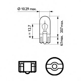 Автолампа 12V 2,2W W2,1X9,5D T10 PHILIPS 12960 CP (фото 1)