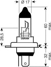 Автолампа (H4 12V 60/55W 12V P43T) OSRAM 64193SV2 (фото 1)