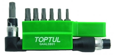 Набор бит 1/4" TORX T10H-T40H + Гобр.перех. 8ед. Toptul GAAL0801 (фото 1)
