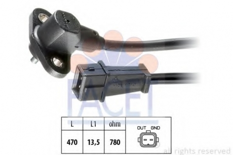 Датчик оборотов коленвала Fiat Tempra 1.6 (90-96) FACET 9.0003 (фото 1)