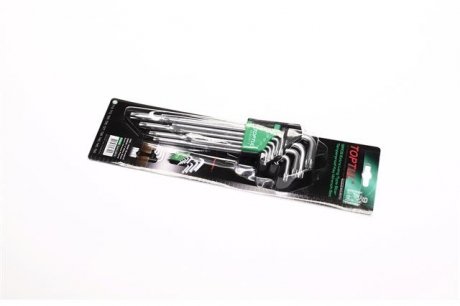Набор Г-обр. ключей TORX T10-T50 9ед. супердл. с отверстием Toptul GAAL0915 (фото 1)