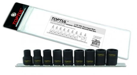Набор головок для поврежденных гаек 1/2" 9 ед. Toptul GAAG0903 (фото 1)