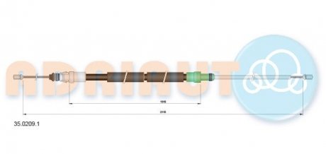 Трос ручного гальма PEUGEOT 307 (вир-во) ADRIAUTO 3502091 (фото 1)