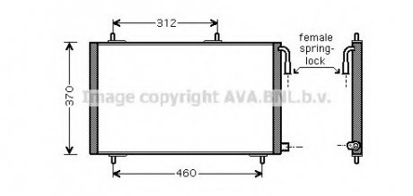 Кондиционера PE-206 02- 1.1i 8V, 1.4i 8V (±A), 1.4i 16V, 1.6i 16V (±A), 2.0i 16V, 1.4HDi, 1.9Di AVA COOLING PE 5257 (фото 1)