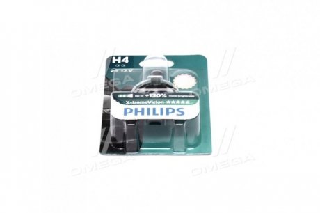 Автомобильная лампа: 12 [В] H4 X-tremeVision 60/55W цоколь P43t-38 Blister +100% света PHILIPS 12342XVB1 (фото 1)