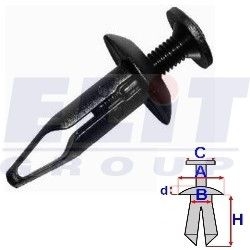Кліпса подКрилков (к-т:10 шт) размер:A= 15,3mm/B= 6,3mm/C= 9,8mm/d= 2,8mm/H= 23mm ELIT R B14992 (фото 1)
