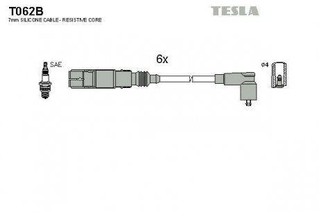 Кабель зажигания, к-кт Аналог TES T823 Ford Galaxy 2,8 96-00,VW 2,8 VR6 92-00 TESLA T062B (фото 1)