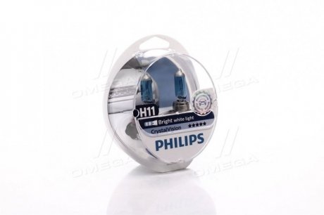 Лампа накаливания H11 12V 55W PGJ19-2 Cristal Vision + 2x W5W 4300K (к-т) PHILIPS 12362CVS2 (фото 1)