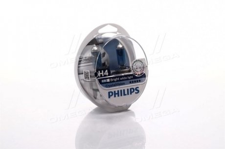 Лампа розжарювання H4 12V 60/55W P43t-38 Cristal Vision + 2x W5W 4300K (вир-во) PHILIPS 12342CVS2 (фото 1)