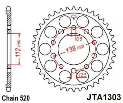Легкосплав. звезда для 520 цепи - 42зуб. CBR600-?01/900RR-?00/R6-?02 ELIT 110-454-42 (фото 1)