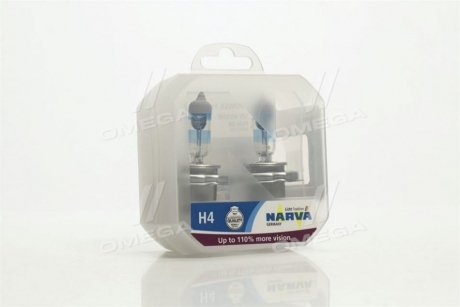 Лампа розжарювання SET H4 12V 60/55 W P43t RANGE POWER +110 (к-т 2шт) (вир-во) NARVA 48061S2 (фото 1)