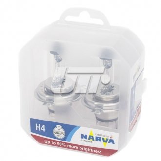 Лампа накаливания SET H4 12V 60/55 W P43t RANGE POWER +90 (к-т 2шт) NARVA 48003S2 (фото 1)