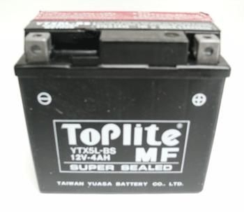 12V 4Ah,д. 114, ш. 71, в. 106, электролит в к-те, вага 3,5 кг TOPLITE YTX5L-BS (фото 1)