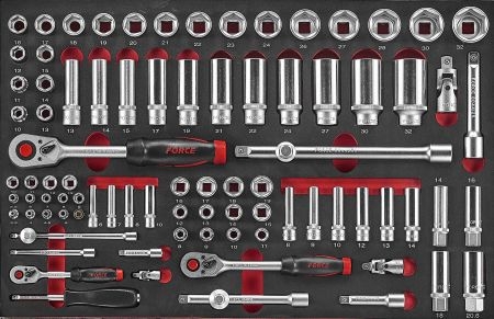 Набор инструмента 1/2", 1/4", 3/8" в ложементе, 88 предметов FORCE 4882 (фото 1)