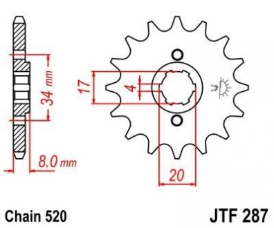 Передняя звезда 14зуб. XL350R/CB250Nighthawk/Twofift JT MOTO 101-423-14 (фото 1)