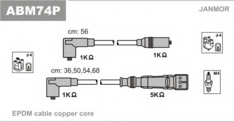 Провода зажигания (PVC) Skoda OCTAVIA 1.6 (1U2,1U5) AEE Janmor ABM74P (фото 1)