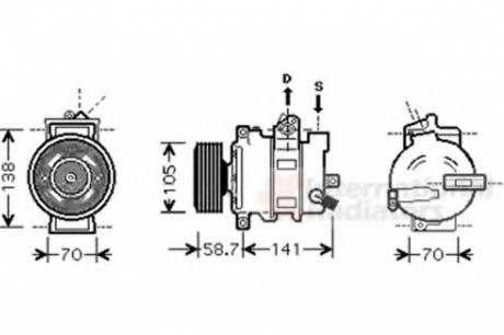 Компресор кондиціонера AUDI A4, A5, A6 00-2.0 Tdi (вир-во) Van Wezel 0300K279 (фото 1)