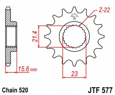 Передняя звезда 15зуб. XT500/600/TT600/SZR&XTZ660 JT MOTO 102-481-15 (фото 1)