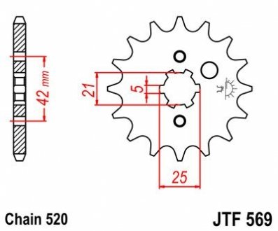 Передняя звезда 13зуб. KLX250/KX250-`98/KX500-`05 JT MOTO 105-427-13 (фото 1)