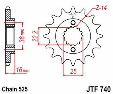 Передняя звезда 15зуб. Ducati 749/916/944/992/996 JT MOTO 105-551-15 (фото 1)