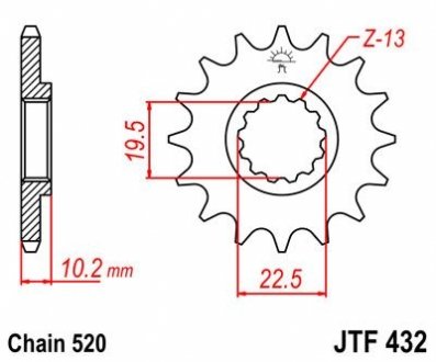 Передняя звезда 14зуб. DR350S/400?00-/RM250 -`04 JT MOTO 103-461-14 (фото 1)