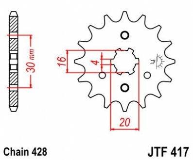 Передняя звезда 14зуб. KMX125?86-/RM80/RM85/YZ80 JT MOTO 104-324-14 (фото 1)