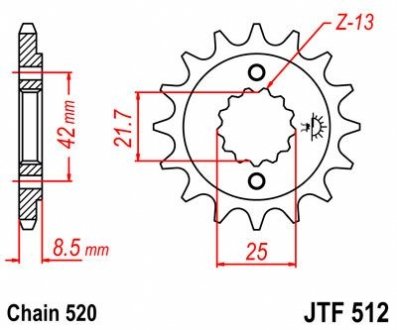 Передняя звезда 16зуб. GPZ500S/KLE500`91-/EN500C JT MOTO 104-463-16 (фото 1)
