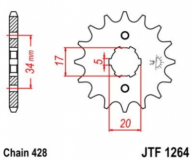 Передняя звезда 15зуб. Honda CBR125,JTF1264-16 JT MOTO 101-320-16 (фото 1)