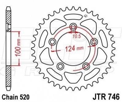 Задня зірка 46 зуб - Ducati Scrambler/Monster821 ELIT 115-456-46 (фото 1)