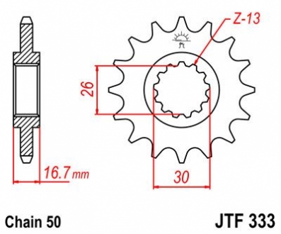 Передня зірка 16зуб. VFR750F/CBR900RR/1000RR JT MOTO 101-664-16 (фото 1)