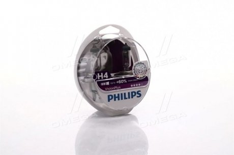 Лампа розжарювання H4VisionPlus12V 60/55W P43t-38 (вир-во) PHILIPS 12342VPS2 (фото 1)