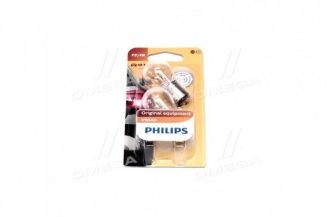 Лампа розжарювання P21/4W 12V BAZ15d 2шт blister (вир-во) PHILIPS 12594B2 (фото 1)