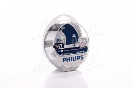 Лампа накаливания H7 12V 55W PX26d XENON effect PHILIPS 12972WHVSM (фото 1)