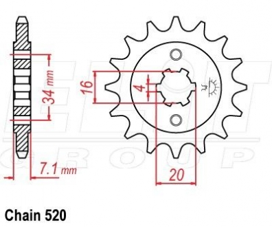 Передняя звезда 14зуб. KTM Duke 125/200 `11- JT MOTO 105-425-14 (фото 1)