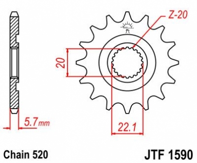 Передняя звезда 13зуб. YZ250F`01/WR250F`01- JT MOTO 102-412-13 (фото 1)
