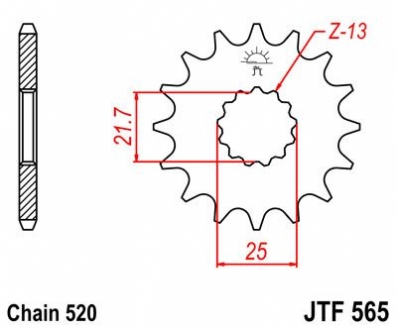 Передняя звезда 14зуб. YZ250`05-/YZF450`04- JT MOTO 102-461-14 (фото 1)