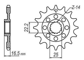 Передняя звезда 15зуб. Ducati 848/1198/1200 JT MOTO 105-555-15 (фото 1)